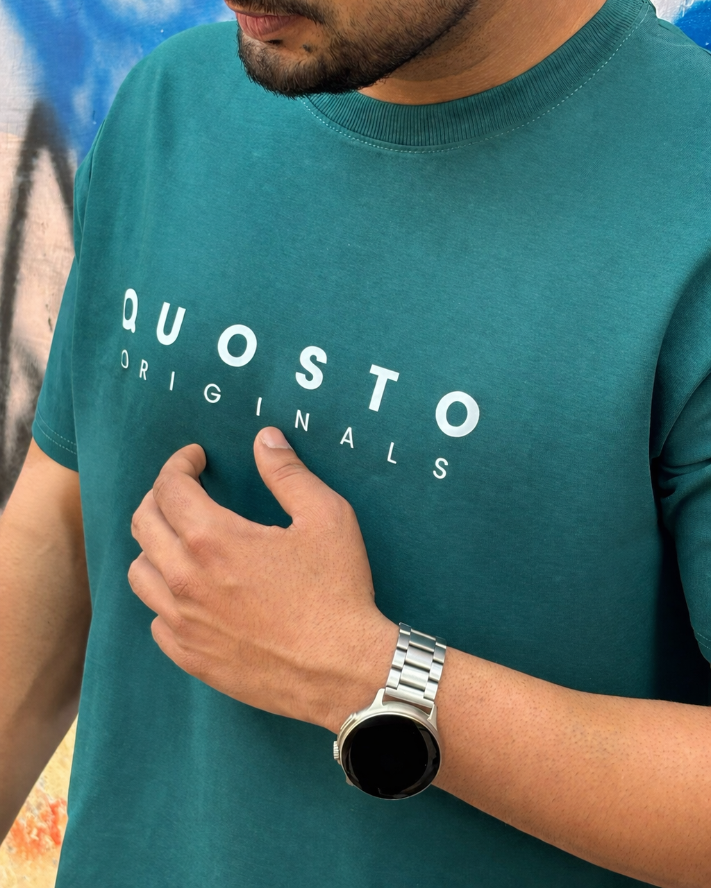 Quosto Originals Teal T-Shirt for Men | Relaxed Fit