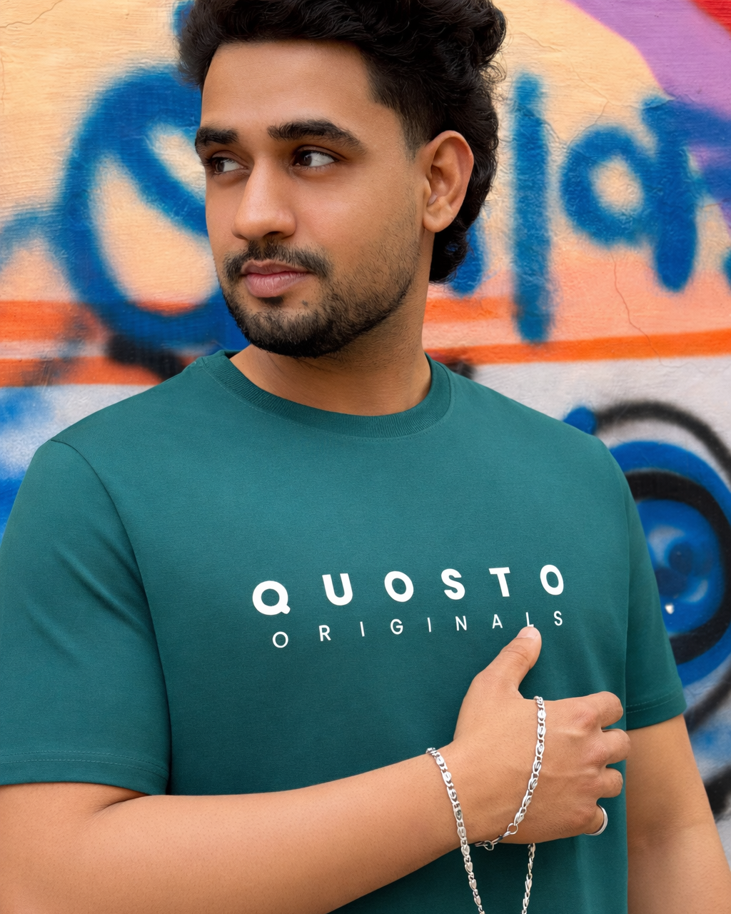 Quosto Originals Teal T-Shirt for Men | Relaxed Fit
