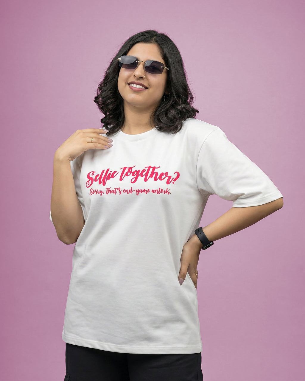 Selfie Together T-shirt for Women | Oversize Fit