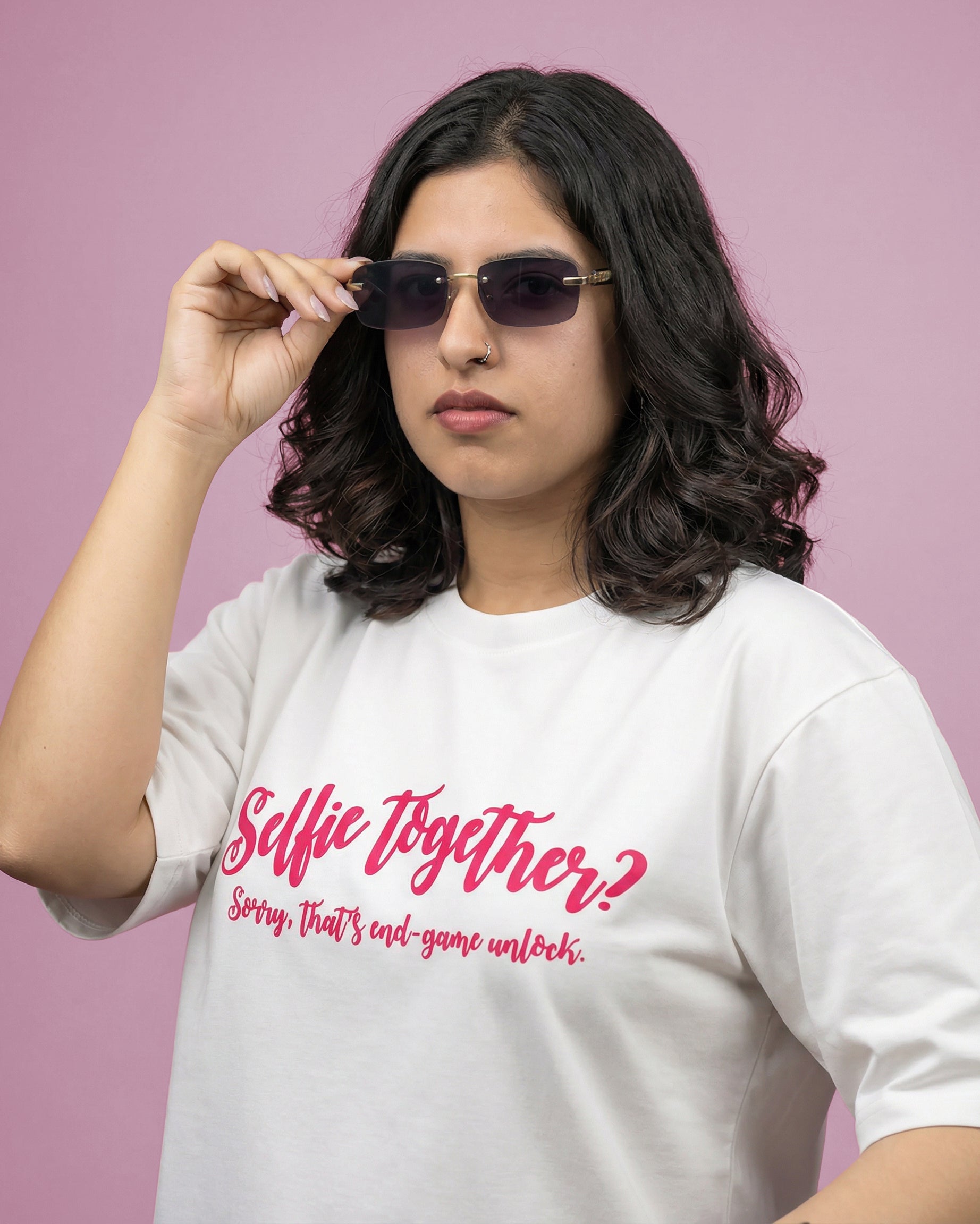 Selfie Together T-shirt for Women | Oversize Fit