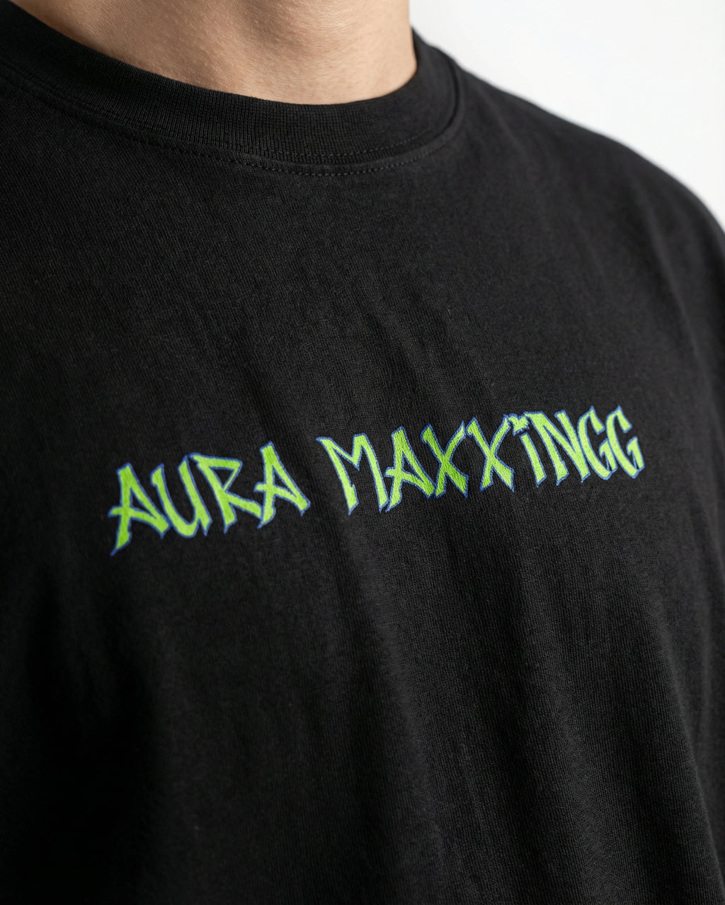 Aura Maxxingg Black T-shirt for Men | Oversize Fit